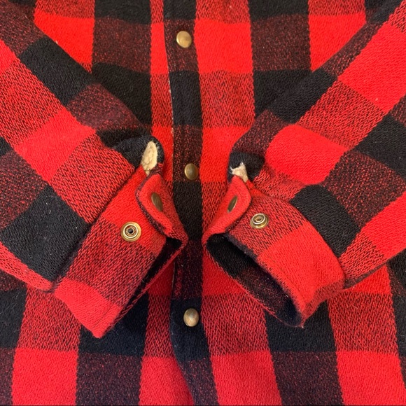 Damart Buffalo Plaid Red & Black Heavy Wool Jacket Size Large - Picture 6 of 13